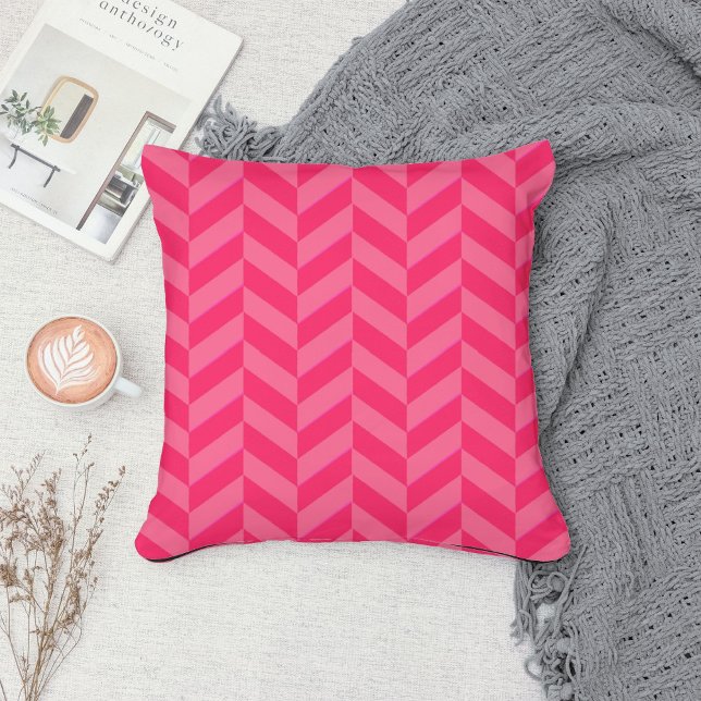 Almofada Acento Decorativo Moderno Chevron Rosa (Criador carregado)