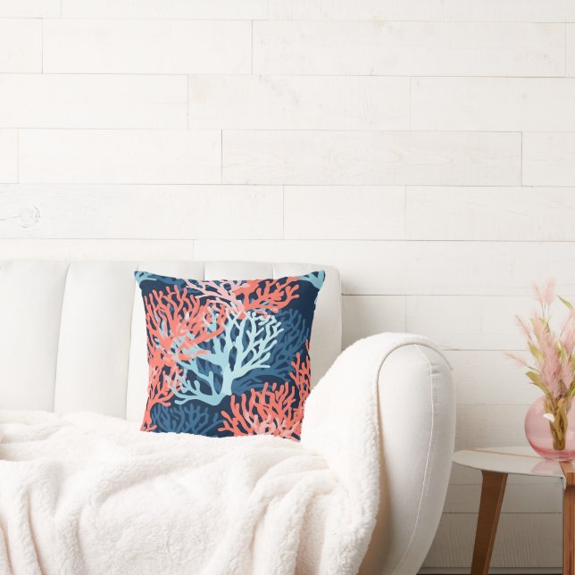 Almofada Acentos de coral tropical (Sofá)