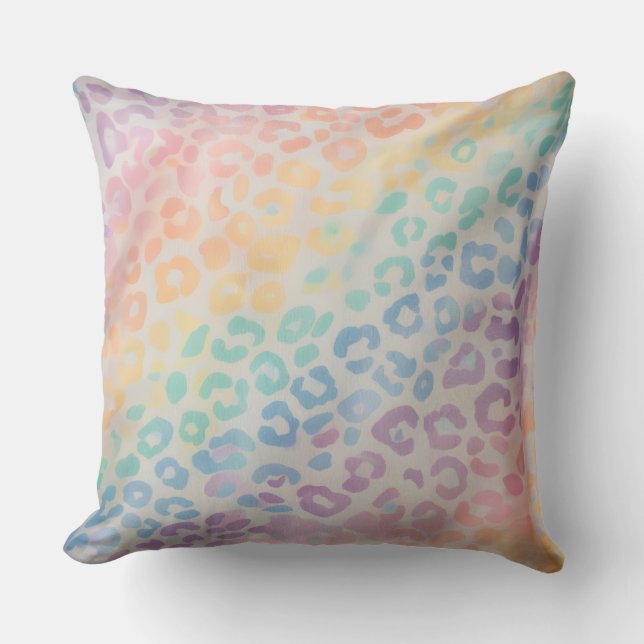 Almofada Acentos de Pastel em Aquarela | Estampa de Leopard (Frente)