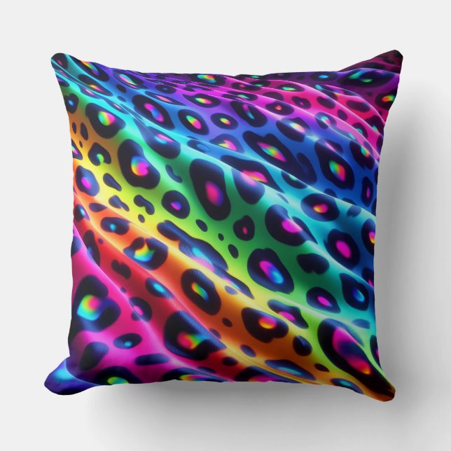 Almofada Acentos Neon Vibrantes | Impressão de Leopardo Arc (Frente)