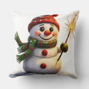 Almofada Aconchegante enfeite natalino de homem de neve