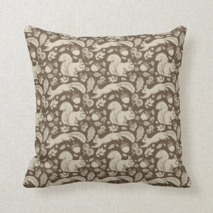 Almofada Acorn Squirrel Taupe Ecru Fall Floral Travesseiro
