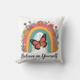Almofada Acredite Em Si Mesmo Retro Rainbow Throw PillowDes
