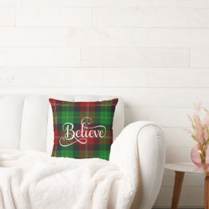 Almofada Acredite em White Script Decorativo, Red Green Tar