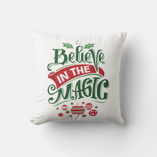 Almofada Acredite na Tipografia de Natal Mágico (Frente)