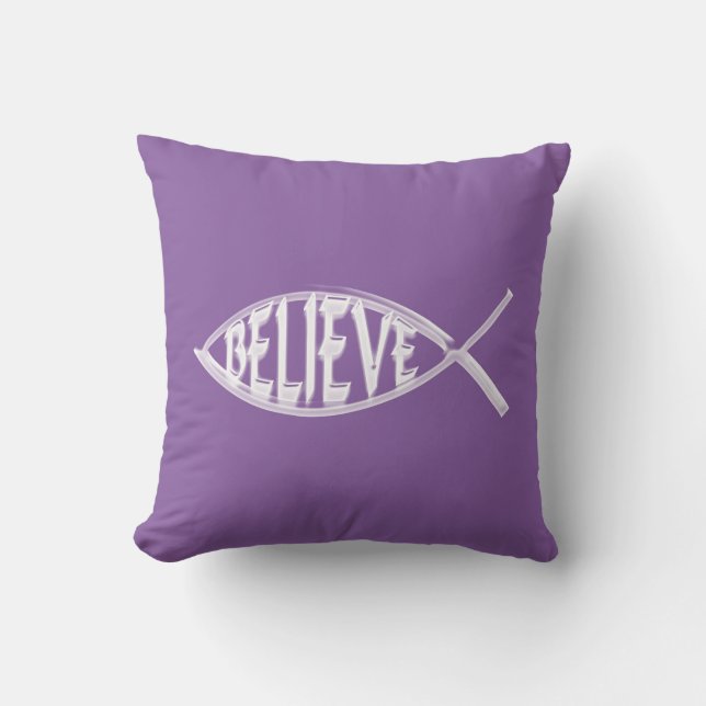 Almofada Acredite Peixe Lavanda (Frente)