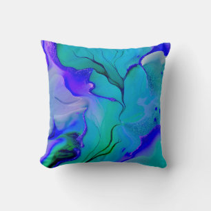 Almofada Acrílico Abstrato Criativo Azul, Roxo e Verde