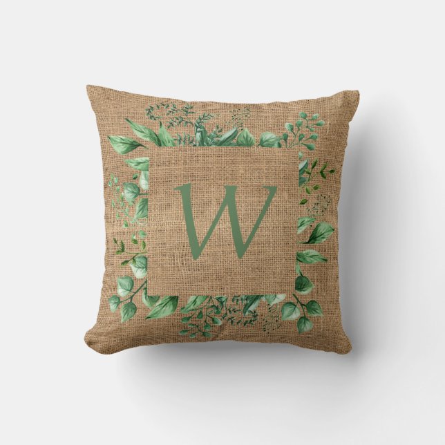 Almofada ADD LETTER - Monograma - Burlap verde Impresso (Frente)