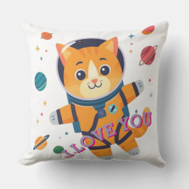 Almofada Adorable Astronaut Cat Throw Pillow