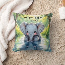 Almofada Adorable Baby Elephant and Reflection Personalized