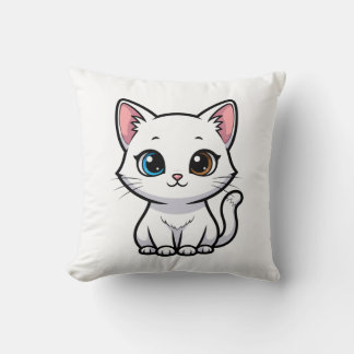 Almofada Adorable Cartoon White Cat