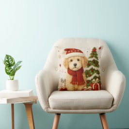 Almofada Adorable Christmas Puppy Throw Pillow