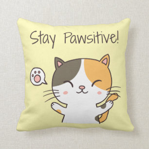 Almofada Adorable Decoração de Sala Gatinho Fique Positivo