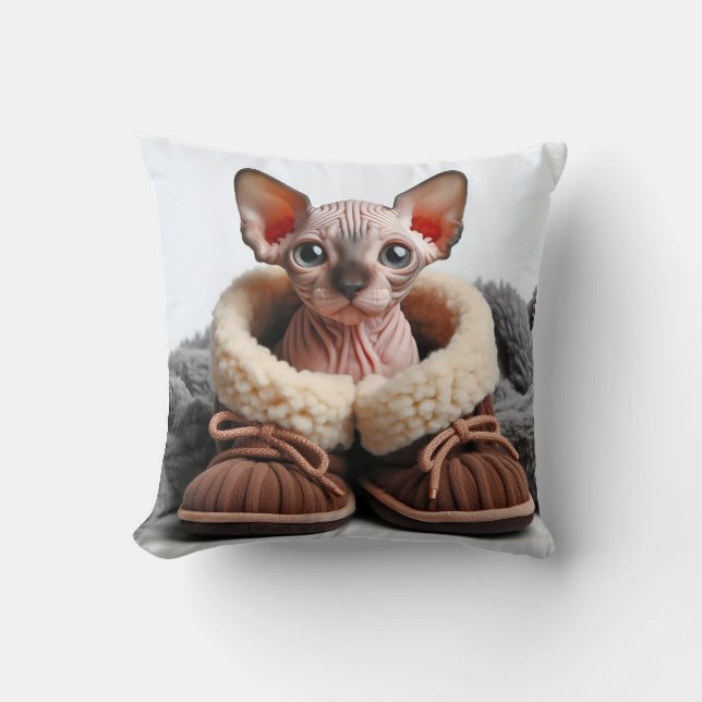 Almofada adorable kitten sphinx in pantoufles (Frente)