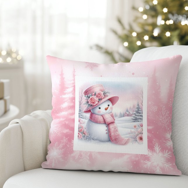 Almofada Adorable Pink Snowman Pillow Forest Pinkmas (Adorable Pink Snowman Pillow Forest Pinkmas)
