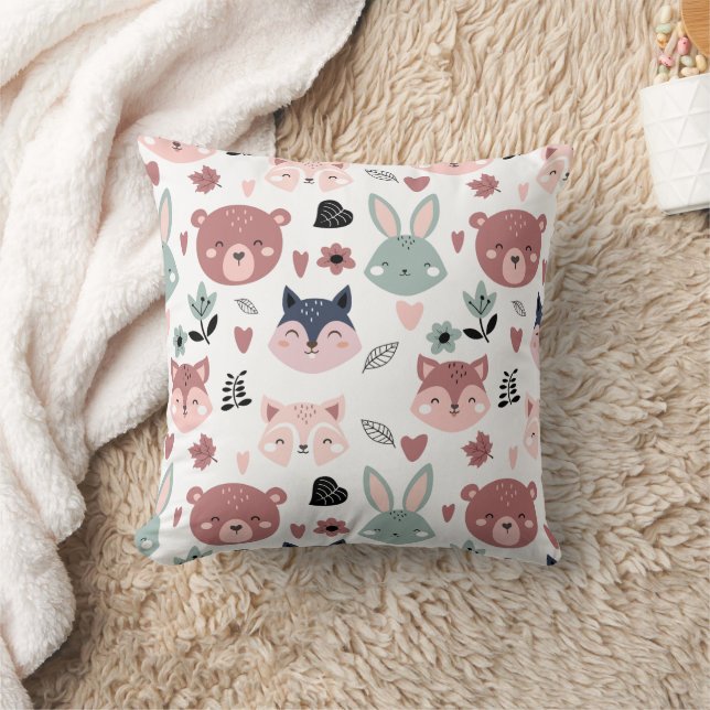 Almofada Adorable Woodland Creatures With Hearts (Cobertor)