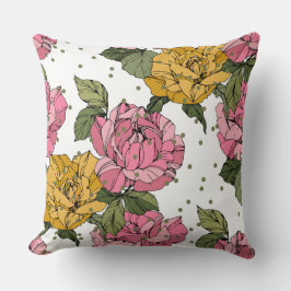 Almofada Adoráveis pontos verdes do sábio, tinta floral pri