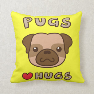 Almofada Adoráveis Pugs amam abraços, para amantes de cacho