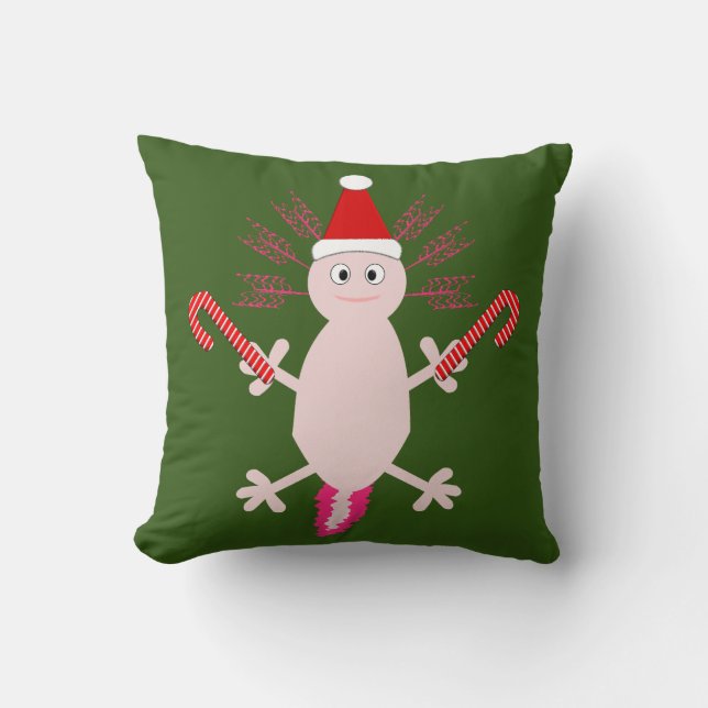 Almofada Adorável Axolotl de Natal de Dupla Face (Frente)