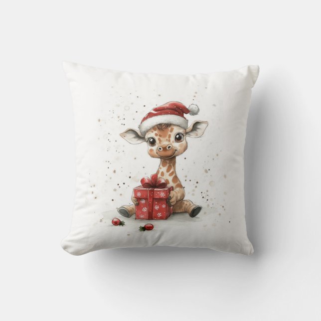 Almofada Adorável Bebê Animal Giraffe Santa Hat (Frente)