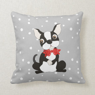 Almofada Adorável Boston Terrier no Arco Tie