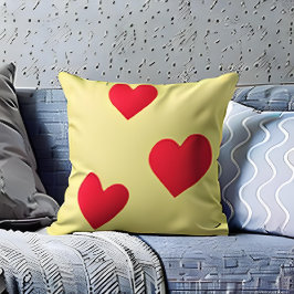 Almofada Adorável Coração Vermelho Amarelo Décor