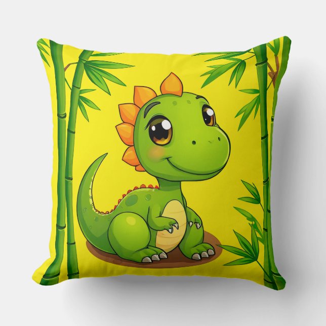 Almofada Adorável dinossauro de desenho animado verde entre (Frente)