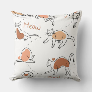Almofada Adorável padrão de pastel aquarela gato branco mar