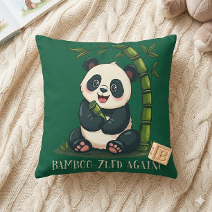 Almofada Adorável Panda Hugging Bamboo - Cartoon Verde