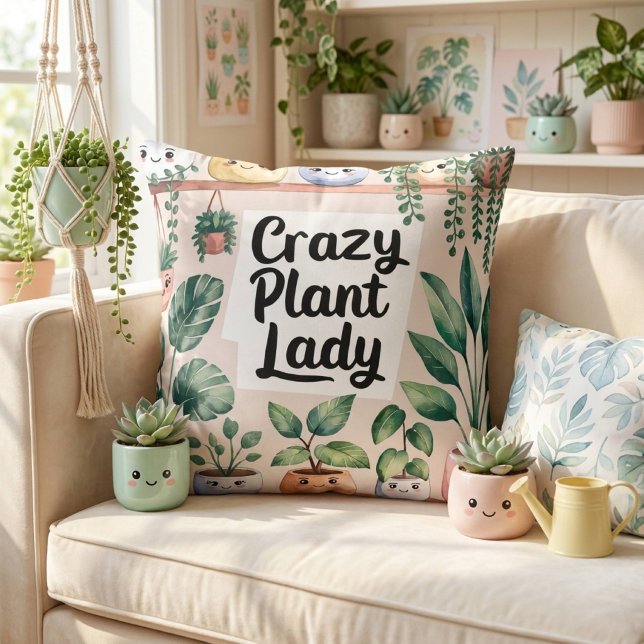 Almofada Adorável Planta Animada em Aquarela  (Criador carregado)