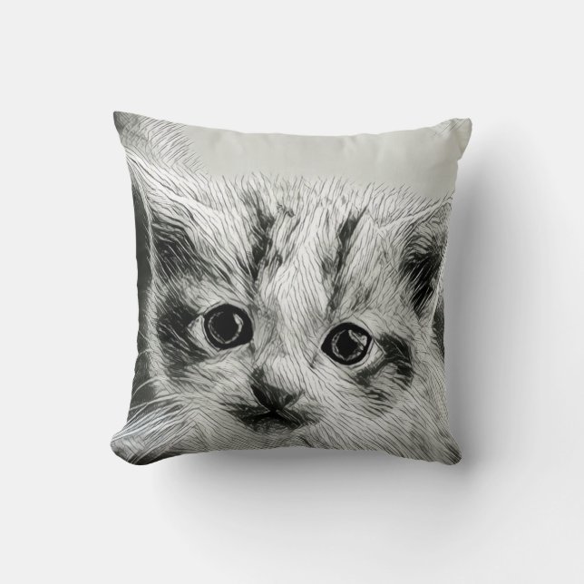 Almofada Adorável Rosto de Gatinho (Frente)
