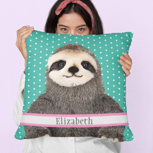 Almofada Adorável Sloth Teto Name Kids Room Animal