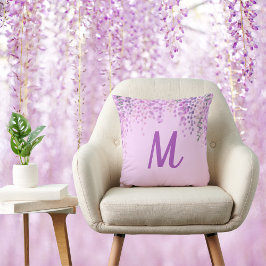 Almofada Adorável Wisteria Abstrato púrpura pálida com inic