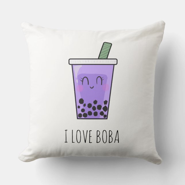 Almofada Adoro Boba Kawaii Bubble Tea Taro Ube Puro (Frente)