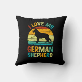 Almofada Adoro O Meu German shepherd Cachorro Azul Castanho