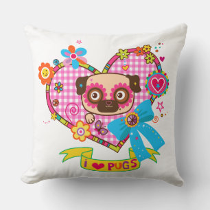 Almofada Adoro Travesseiro Pugs