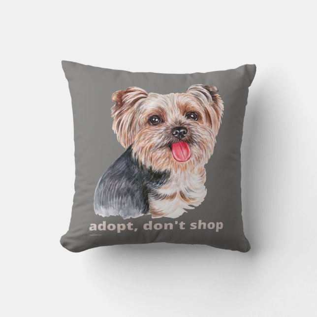Almofada ADOTE, NÃO COMPRE (Yorkshire Terrier) cachorro fof (Frente)