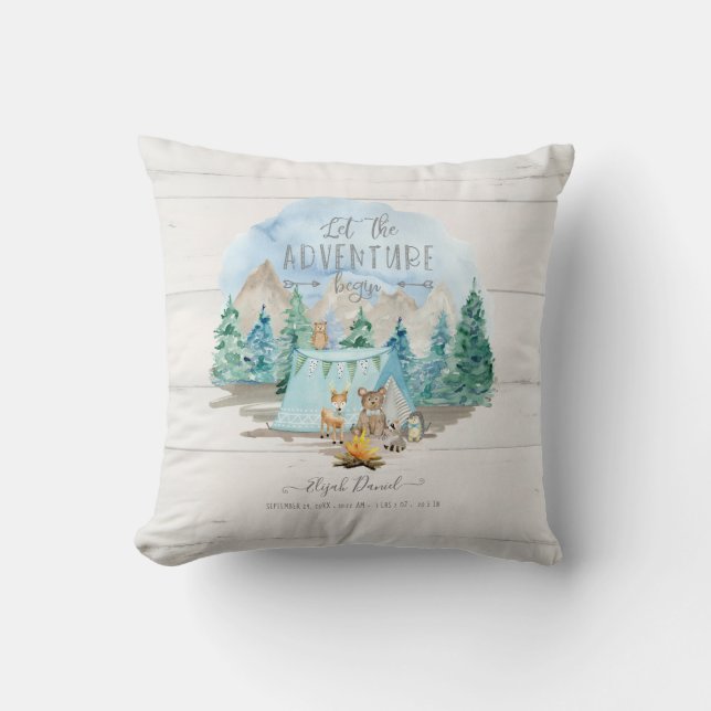 Almofada Adventure Rosa Começa Rapariga Rústica De Nascimen (Frente)