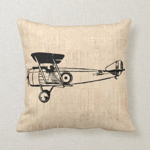 Almofada Aeronave de Arte Ilustrada de Plano Retro