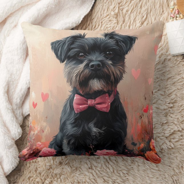 Almofada Affenpinscher com Rosas - Dia de os namorados (Cobertor)