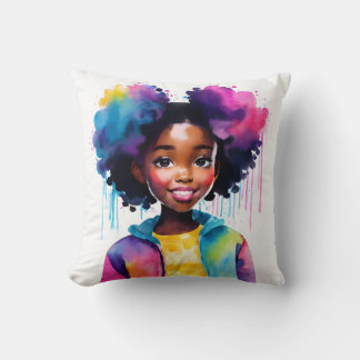 Almofada AfFF Puff Black Girl Rainbow Hair