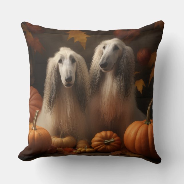 Almofada afghan hound Puppy Autumn Delight Pumpkin (Frente)