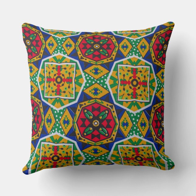 Almofada African Geometric Mosaic Ankole Style Textile Prin (Verso)