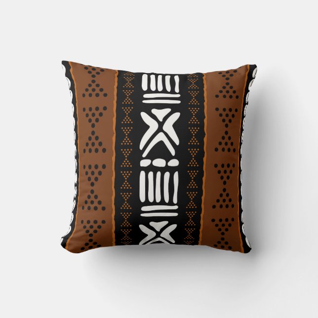 Almofada African Mudcloth Bogolan Design Throw Pillow (Frente)