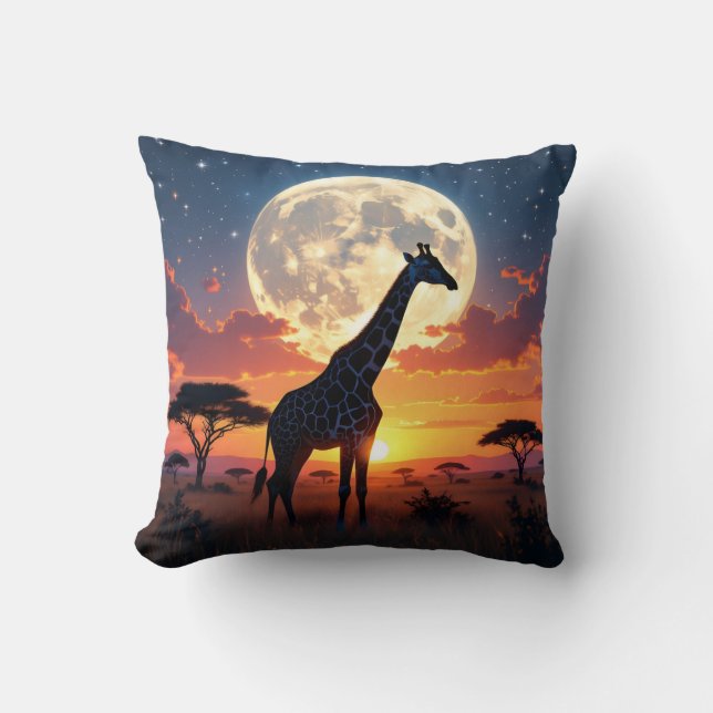 Almofada African Sunset Moon Giraffe & African St Mkt Pillo (Frente)