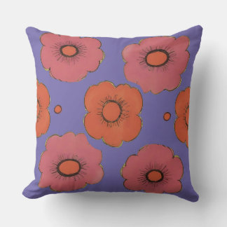 Almofada Afro Poppies Travesseiro decorativo Quadrado
