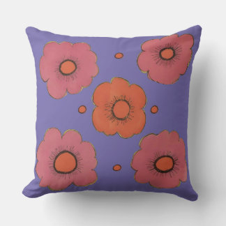 Almofada Afro Poppies Travesseiro decorativo Quadrado