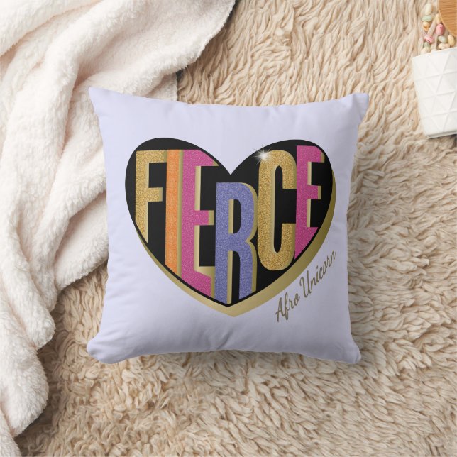 Almofada Afro Unicorn Fierce Heart Design (Cobertor)