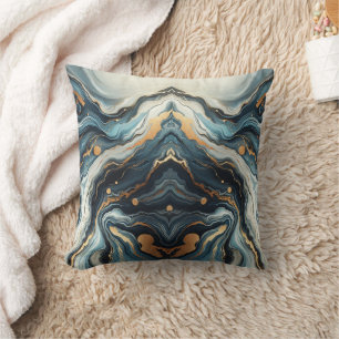 Almofada Ágata Azul Turquesa Dourado Moderno Glam Elegante 