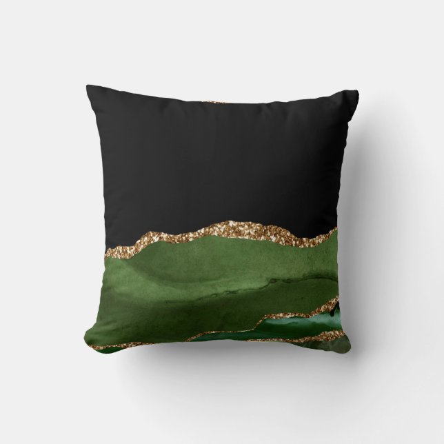 Almofada Ágata Contemporânea Falsa Esmeralda Verde Mármore (Frente)